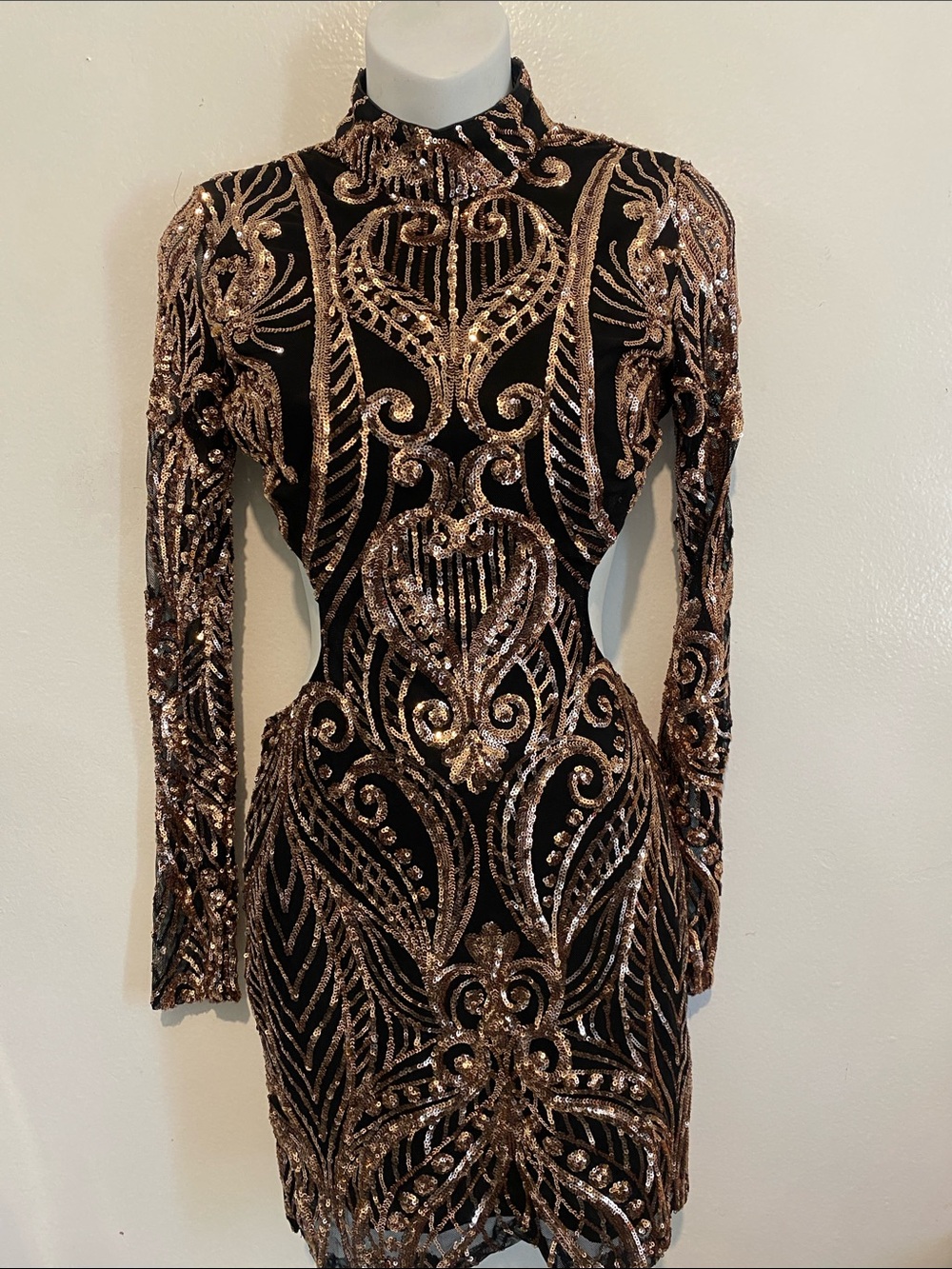 Banjul Black Dress with Rose Gold Sequin Embellishment